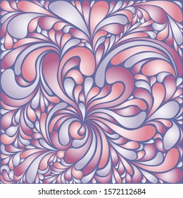 Silk texture fluid shapes, gradient color abstract branches elegant floral pattern, stylized flower organic print, vector ornate background. Beautiful floral twirls stylized organic tile backdrop.