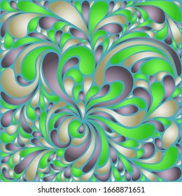 Silk texture fluid shapes, gradient color abstract branches elegant floral pattern, stylized flower organic print, vector ornate background. Ethnic floral twirls stylized organic tile sample.