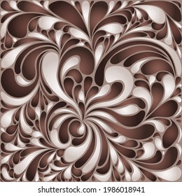 Silk texture fluid shapes, gradient color abstract branches elegant floral pattern, stylized flower organic print, vector ornate background. Ethnic floral twirls stylized organic tile template.