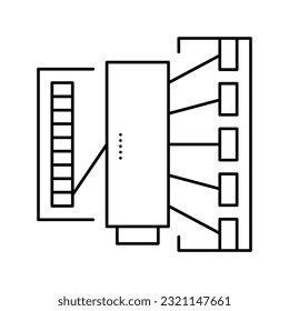 silk thread production industry machine line icon vector. silk thread production industry machine sign. isolated contour symbol black illustration