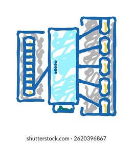 silk thread production industry machine doodle icon sketch vector. silk thread production industry machine sign. isolated symbol illustration