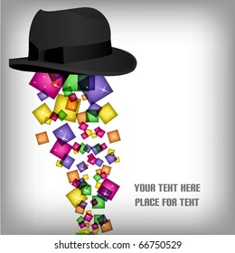 Silk top hat with abstract design elements