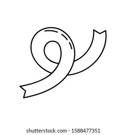 Silk twirl serpentine isolated on white backdrop. Freehand linear ink hand drawn object sketchy in art retro scribble style pen on paper. Closeup view with space for text