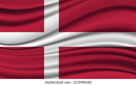 Silk Waving Flag of Denmark. Silk, Satin Texture Background