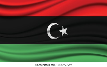 Seidenwaschflagge Libyens. Seide, Satin-strukturierter Hintergrund