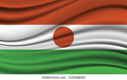 Bandera onduladora de seda de Níger. Fondo de textura satinado