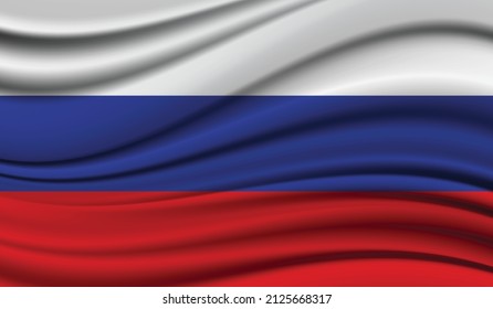 Bandera de Rusia ondeando seda. Fondo de textura satinado