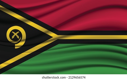 Silk Waving Flag of Vanuatu, Silk, Satin Texture Background