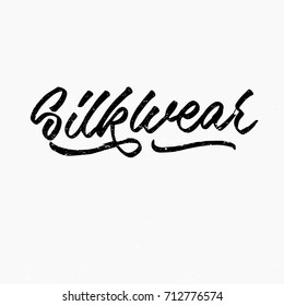 Silk wear. Ink hand lettering. Modern brush calligraphy. Handwritten phrase. Inspiration graphic design typography element. Rough simple vector sign.