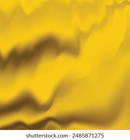 Silk yellow background. Abstract vector pattern with copy space. Liquid wave texture, smooth drapery wallpaper. Wedding fabric, satin. Wavy design for banner, card, postcard, backdrop.