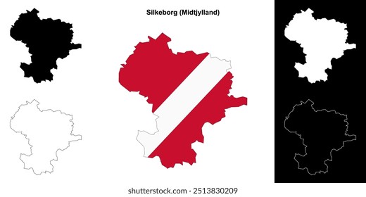 Conjunto de mapa de esquema de la municipalidad de Silkeborg