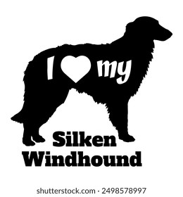 Silken Windhound. I love my Dog silhouette dog breeds logo dog monogram vector