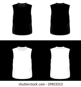 Silkscreen series. Black and white realistic blank t-shirt templates. See also V-neck, t-shirt and men's tank top illustrations.