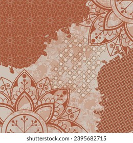 silksquare scarf design template with abstrac islamic pattern