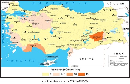 Mapa de gusanos de seda en un vehículo turco