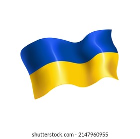 Vector de tela seda Bandera ucraniana aislada en fondo blanco