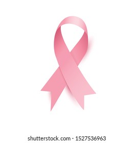 Silky pink ribbon for the breast cancer awareness month - October. Vector illustration.