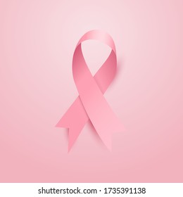 Silky pink ribbon for breast cancer awareness event. Vector illustration.