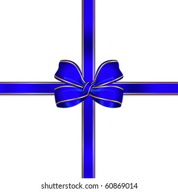 Silky Satin Blue Gift Box Ribbon with Bow