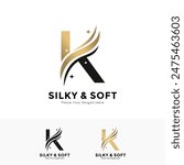 Silky and soft letter K logo design. Suitable for business, initial name, poster, beauty, salon, fabric and pattern