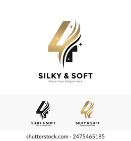 Silky and soft number 4 logo design. Suitable for business, initial name, poster, beauty, salon, fabric and pattern