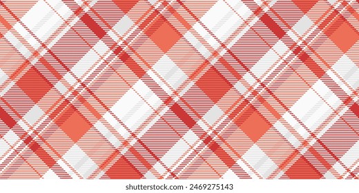 Silky tartan check background, cosy seamless texture vector. Valentine pattern plaid textile fabric in red and white color.