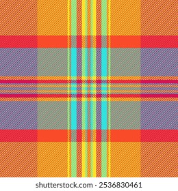 Silky tartan fabric pattern, card background seamless textile. Scenery vector plaid texture check in pink and yellow colors palette.