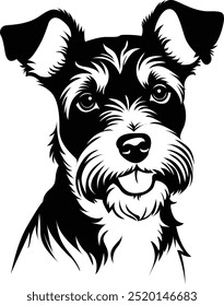 Silky Terrier, dog head, vector illustration, black color, vector image