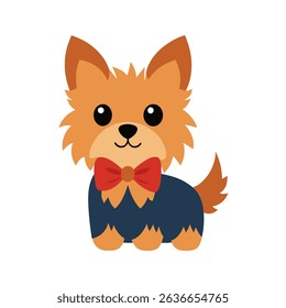Silky Terrier Puppy with Bow Clipart