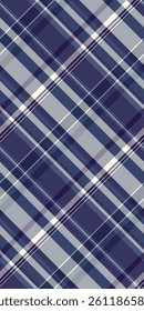 Silky textile check vector, indigo tartan texture plaid. Layered seamless pattern background fabric in blue and ivory colors palette.