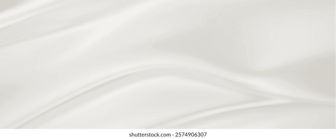 Silky white background, smooth and flowing. The background is elegant and soft, with a white, luxurious texture. Perfect for a serene background. Smooth elegant silk fabric texture background vector