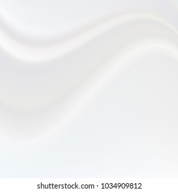 Silky white background with waves. Wavy satin backdrop. Vector illustration for your graphic design.
