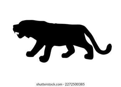A sillhouette of a bengal tiger on a side view
