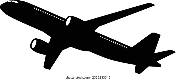 sillhouette black plane isolated on white background