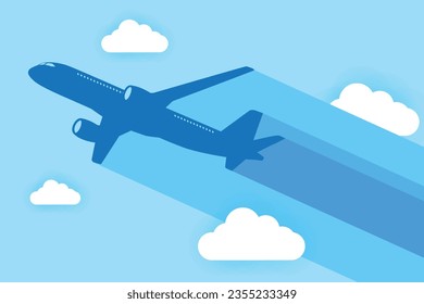 sillhouette blue plane on sky background