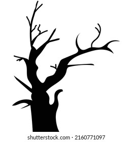 Sillhouette castle and tree plant Halloween cartoon. halloween decoration element design