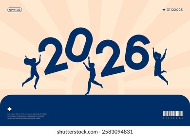 A sillhouette design featuring the year 2026 in vintage color