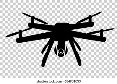 Sillhouette of Drone, at Transparent Effect Background