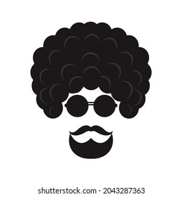 sillín de un hombre con pelo rizado y barba. ilustración vectorial para logotipo, icono, mascota o pegatina