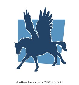 Sillhouette of a mythical horse animal with wings. Silhouette of pegasus greek mythical flying horse creature.