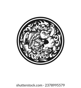 Sillhouette pisces with nature concept design