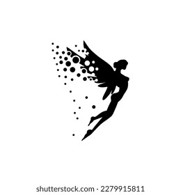 Sillhoutte of the flying fairy,icon or logo.vector