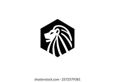 Sillhoutte Lion Head Logo Template