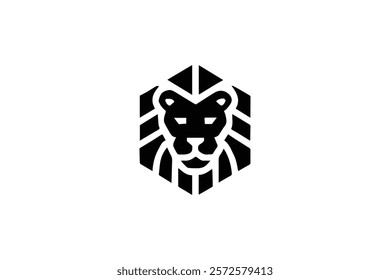 Sillhoutte Lion Head Logo Template