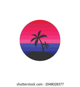 Sillouete Palm beach design vector