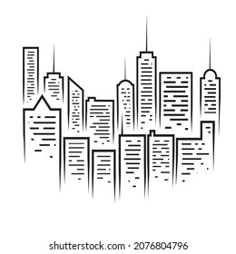 sillouette city bulding skyline urban city isolated minimal icon. buldings line vector icon for websites and mobile minimalistic flat design.