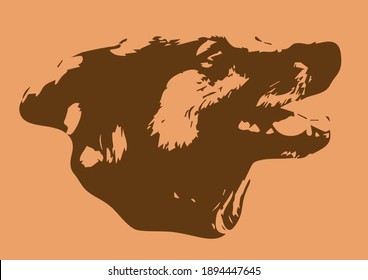 Sillouette dog muzzle side view. Vector illustration for design