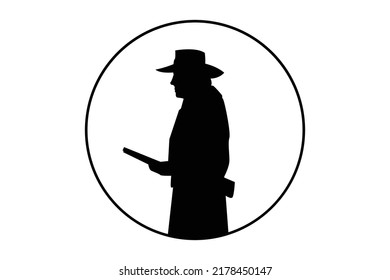 SILLUET EINES ALTEN MENSCHEN, DER EINE BRANDGUN HAT. VEKTORGRAFIK