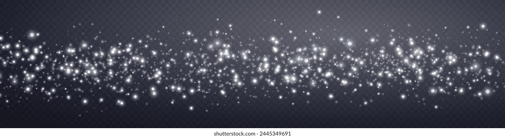 Plata brillando puntos, partículas, estrellas y chispas mágicas. Efecto de luz de destello brillante. Puntos luminosos plateados. Partículas de Vector sobre fondo transparente. 