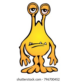 Silly Alien Monster Creature Cartoon Vector Illustration